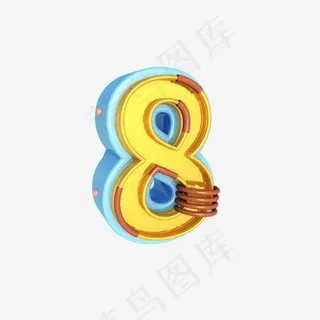 C4D立体数字倒计时8