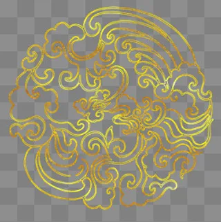 中国风传统烫金花边花纹免抠图,免抠元素