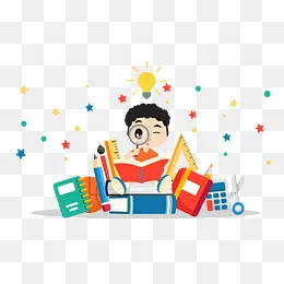 努力学习的小孩免抠图,免抠元素(3232*2000px)ai矢量模版下载