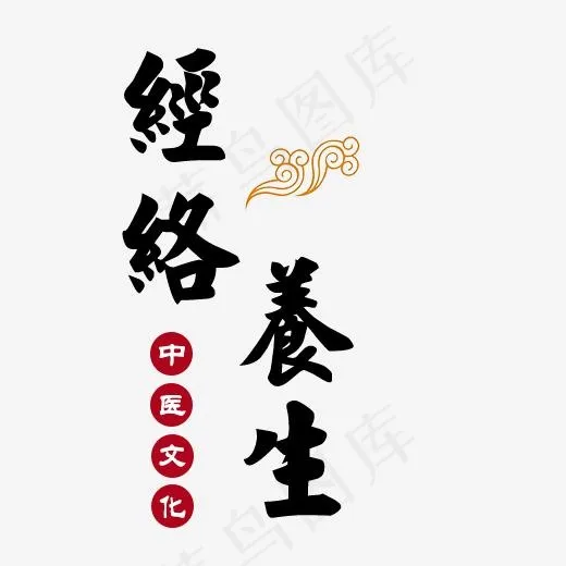 经络养生中医文化,免抠元素艺术字(500*500px)psd模版下载