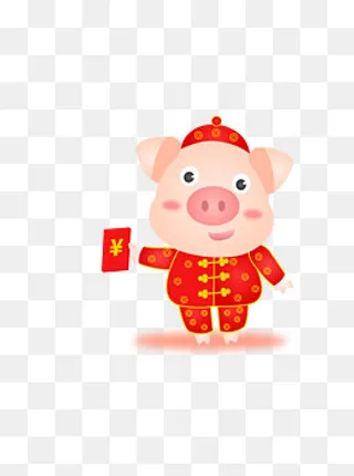 新年可爱猪卡通形象,免抠元素