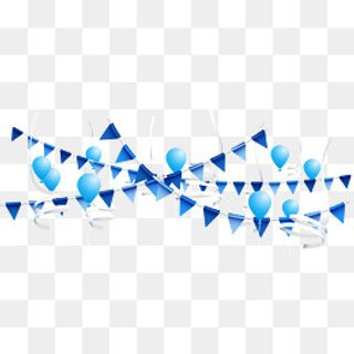 蓝色节日卡通小彩旗,免抠元素