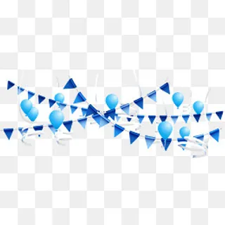 蓝色节日卡通小彩旗,免抠元素