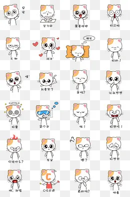 猫咪主题可爱呆萌表情包(2680*4039px)psd模版下载