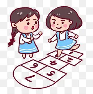 六一儿童节跳房子游戏手绘原创插,免抠元素