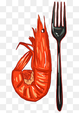 手绘卡通插画大虾美食