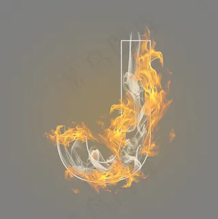 炫酷火焰烟雾光效字母J