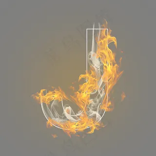 炫酷火焰烟雾光效字母J