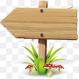 矢量逼真木指路牌元素,免抠元素