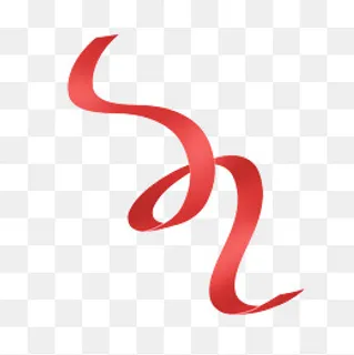 大红色欢庆喜庆卡通手绘彩带,免抠元素