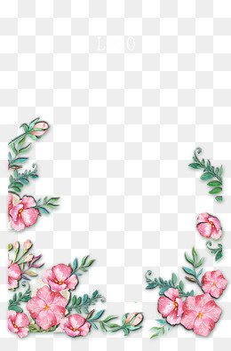 唯美粉红樱花 桃花手绘边框