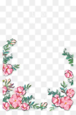 唯美粉红樱花 桃花手绘边框