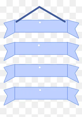 手绘卡通蓝色丝带标,免抠元素