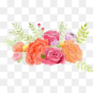 水彩花朵装饰图案小清新彩鲜花手,免抠元素