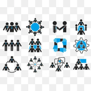 矢量卡通小人团队合作扁平图标,免抠元素