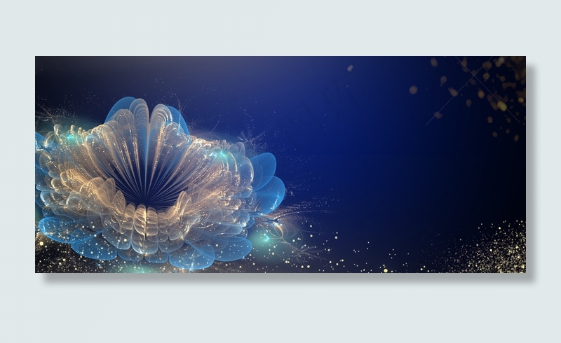 蓝色花卉光效banner海报背景背景图片素材