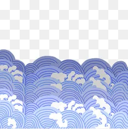 蓝色海浪海水花纹水卡通大气免扣,免抠元素(2000*2000px)psd模版下载