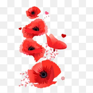 手绘矢量大红飘落的花瓣