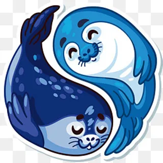 2条蓝色卡通河豚图