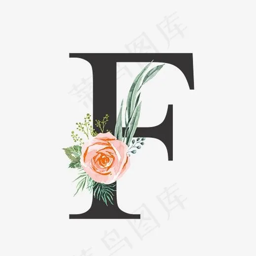 创意婚礼季字母F浪漫花朵,免抠元素艺术字(2083*2083px)ai矢量模版下载