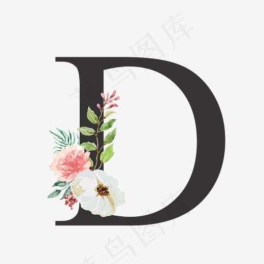 创意婚礼季字母D浪漫花朵(2083*2083px)ai矢量模版下载