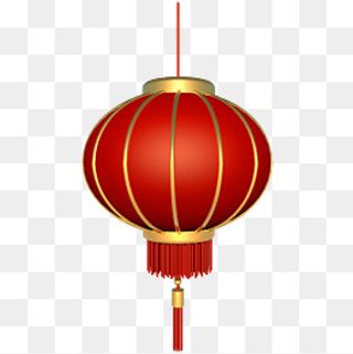 新年过年烫金立体C4D灯笼装饰,免抠元素