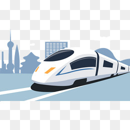 春运高铁城市手绘,免抠元素