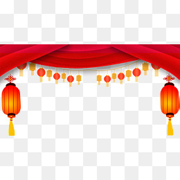 彩绘中国风元旦红色banner,免抠元素