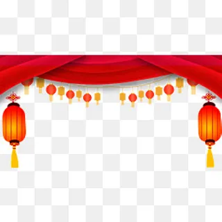 彩绘中国风元旦红色banner,免抠元素