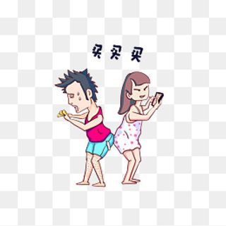 卡通手绘情侣表情买买买,免抠元素