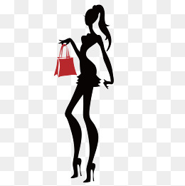 时尚购物女郎剪影,免抠元素