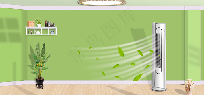 空气净化器促销小清新绿色背景背景图片素材