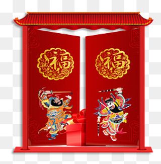 新年卡通手绘psd分层图,免抠元素