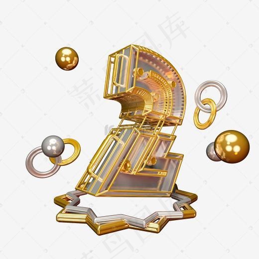 C4D字体倒计时数字2艺术字可商用