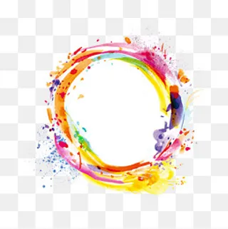 彩色水墨圆环,免抠元素