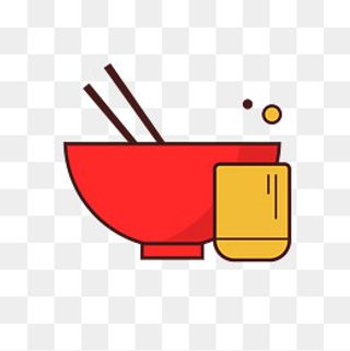 红色手绘圆弧碗状卡通图标,免抠元素