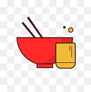 红色手绘圆弧碗状卡通图标,免抠元素