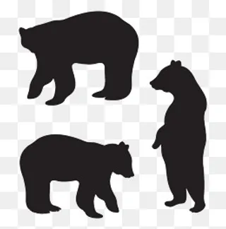 站立霸气逼人熊剪影,免抠元素