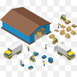 仓库和货车矢量图下载