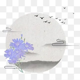 古风复古鎏金花卉圆形紫色花