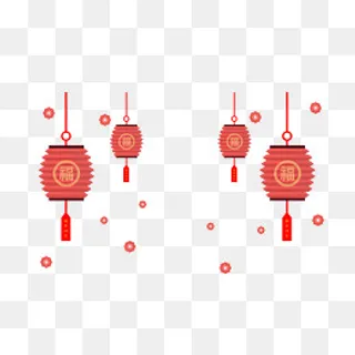 手绘新年折纸灯笼挂饰,免抠元素