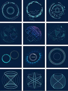 蓝色虚拟HUD抽象未来计算屏幕高科,免抠元素