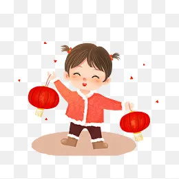 过年新年元旦2019手提大红灯笼女,免抠元素(2362*2362px)psd模版下载