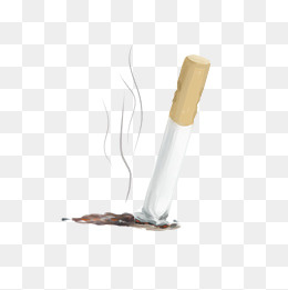 手绘卡通烟灰掐烟熄灭的烟半支烟,免抠元素