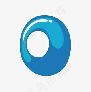 蓝色小写字母O免抠素材