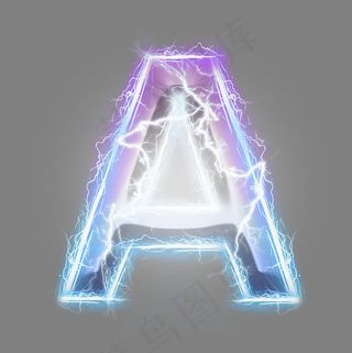 炫酷 紫色 蓝色 闪电 字母 A