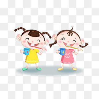 爱牙日卡通儿童手绘人物,免抠元素