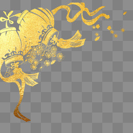 春节金色手绘灯笼png免抠图,免抠元素