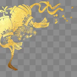 春节金色手绘灯笼png免抠图,免抠元素
