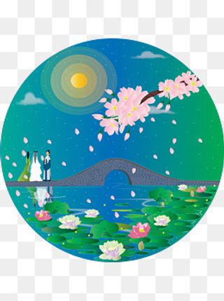 中秋节之白素贞许仙团圆可商用元,免抠元素